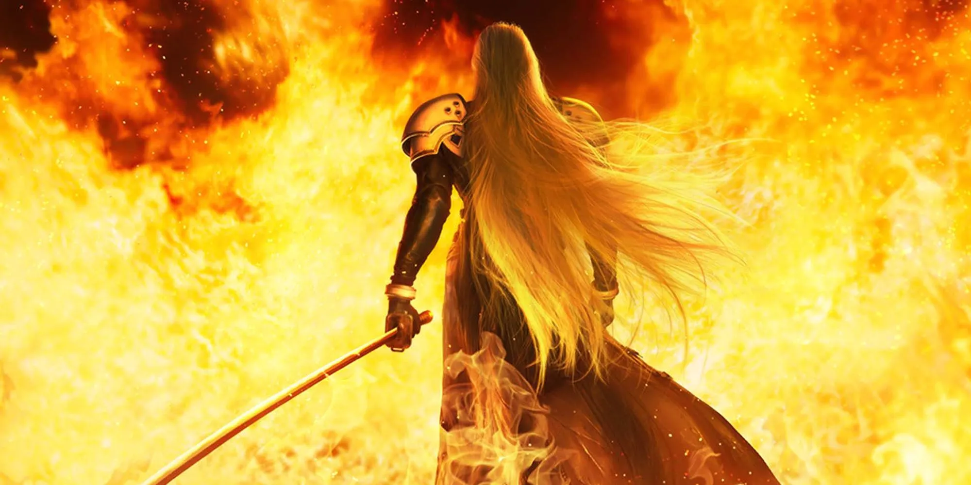 Sephiroth đứng nhìn Nibelheim chìm trong biển lửa, một khoảnh khắc kinh hoàng định hình cốt truyện Final Fantasy VII