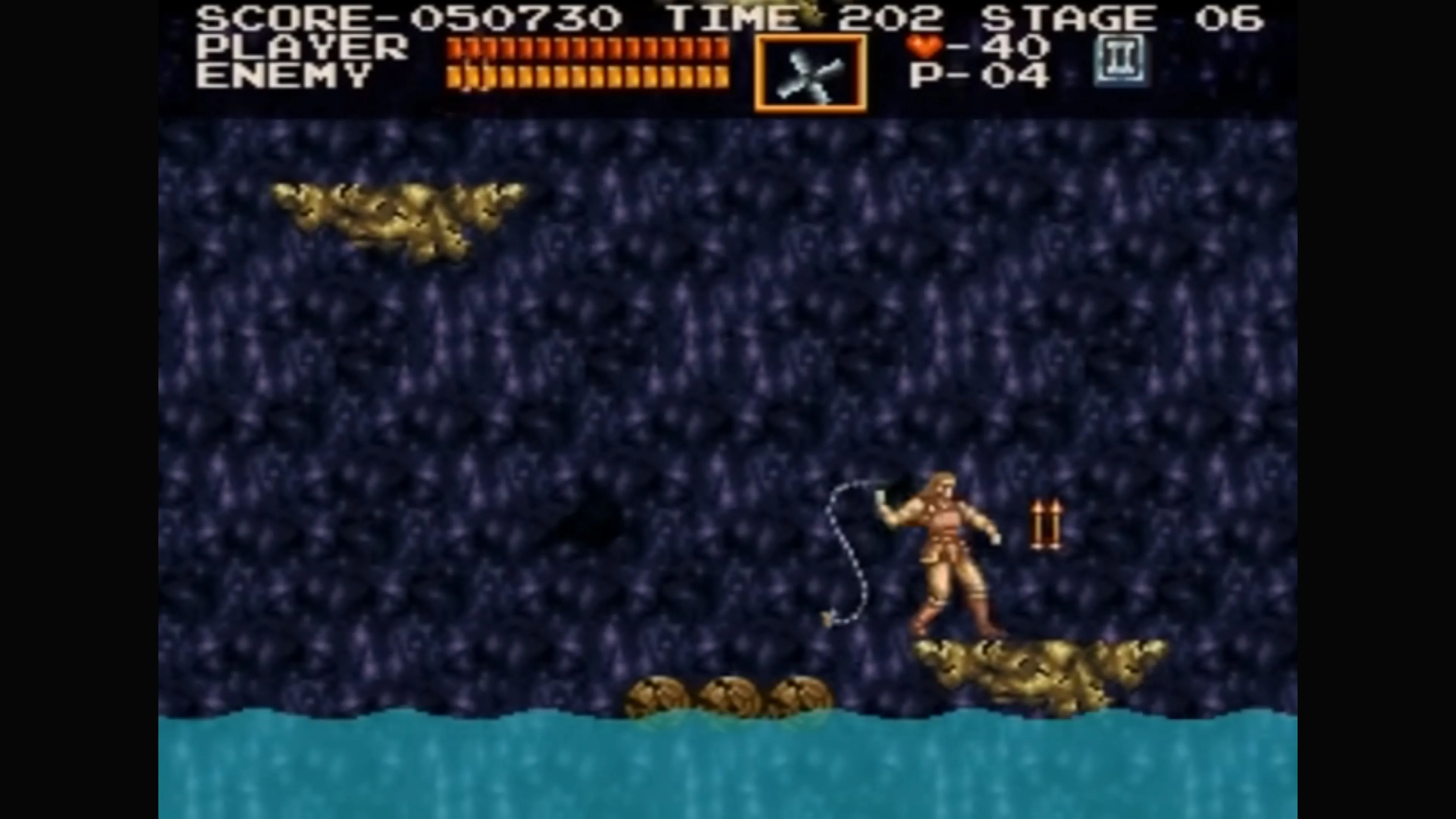 Simon Belmont đối mặt với quái vật trong Castlevania Chronicles, thể hiện đồ họa được nâng cấp.