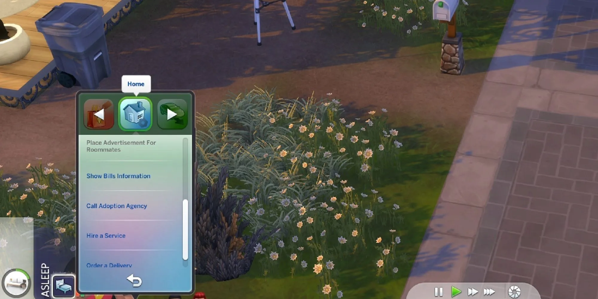 Sims đang sử dụng điện thoại di động để trả tiền điện nước trong The Sims 4