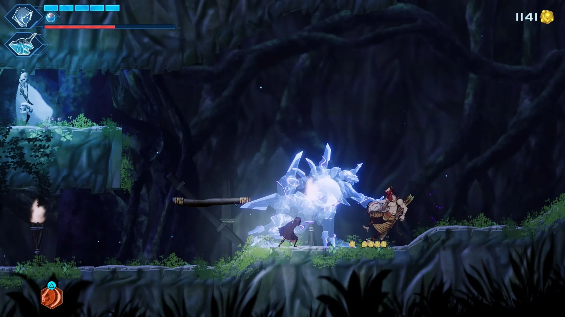 Swordsman No. 8 đang tiêu diệt và hấp thụ kẻ thù trong Shadow Labyrinth