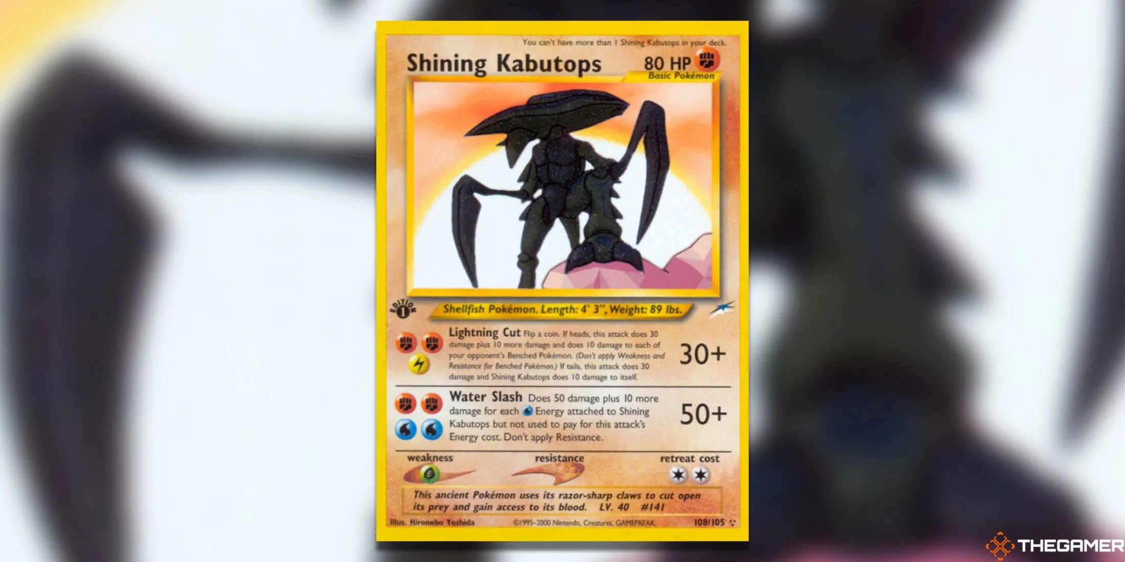 Thẻ bài Pokemon TCG Shining Kabutops First Edition Secret Rare của set Neo Destiny