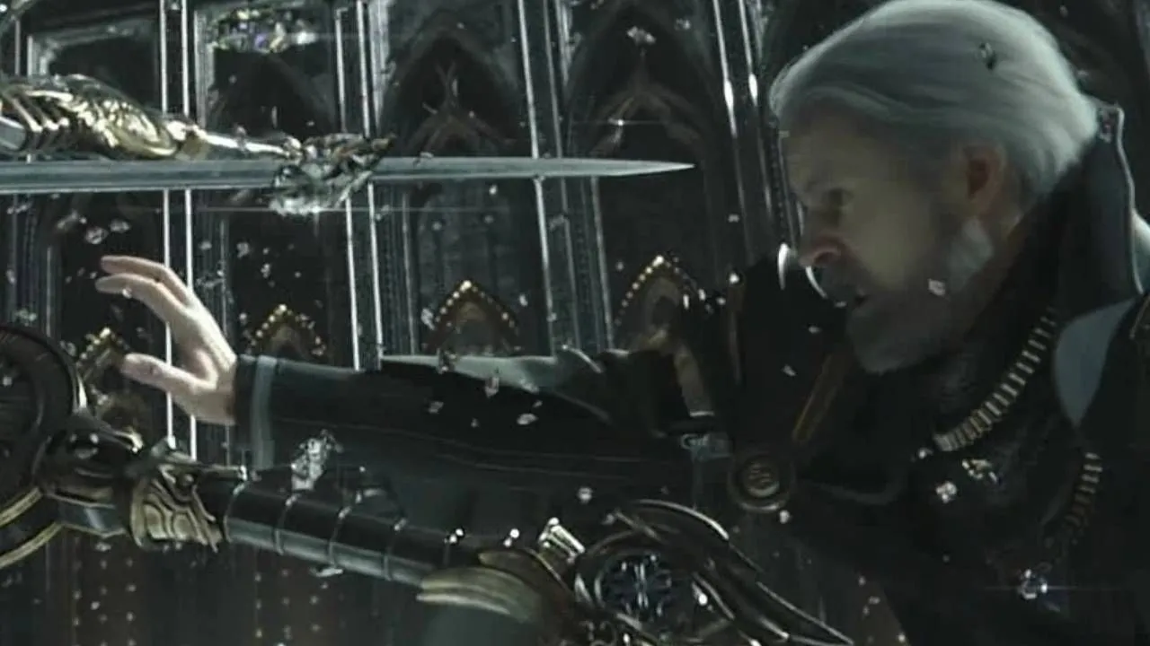 Thẻ thông tin nhân vật King Regis của Final Fantasy XV, người đã hy sinh thân mình bảo vệ vương quốc.