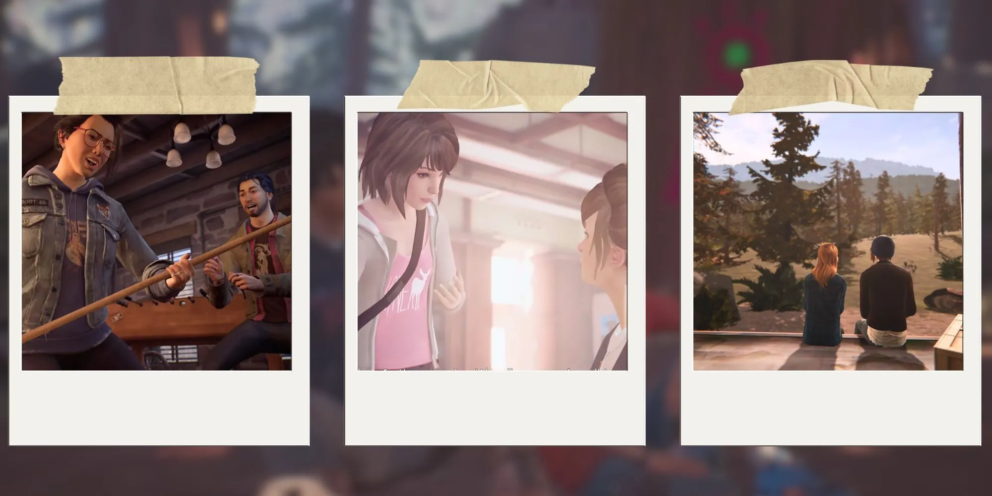 Tổng hợp các hình ảnh biểu tượng từ series Life is Strange, gợi nhớ hành trình cảm xúc qua các phần game.