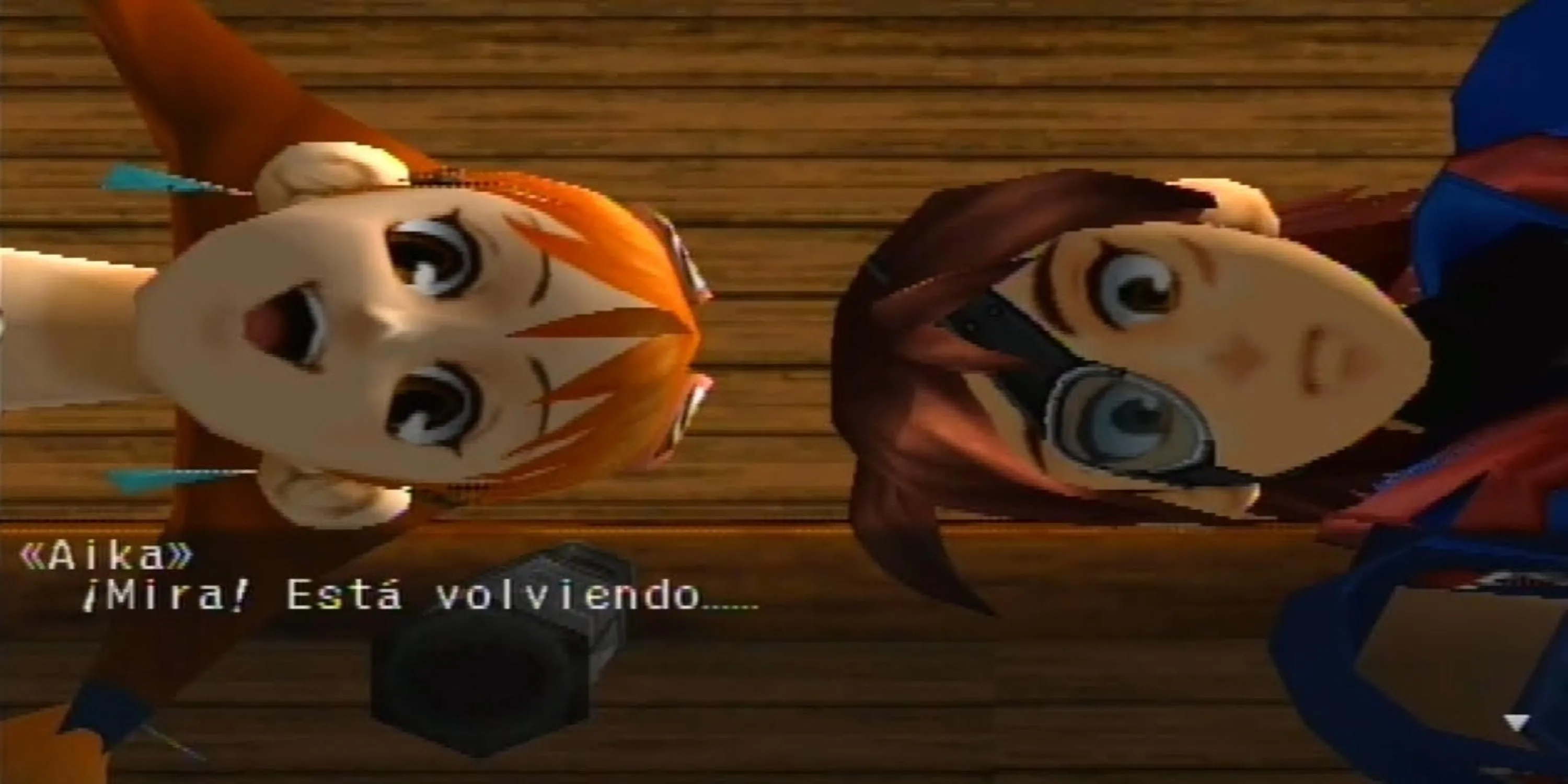 Vyse và Aika nhìn xuống từ không trung trong thế giới Skies of Arcadia Legends