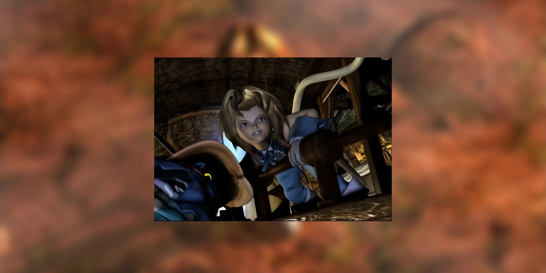 Zidane Tribal, thủ lĩnh băng cướp Tantalus trong Final Fantasy 9, nhìn về phía trước.