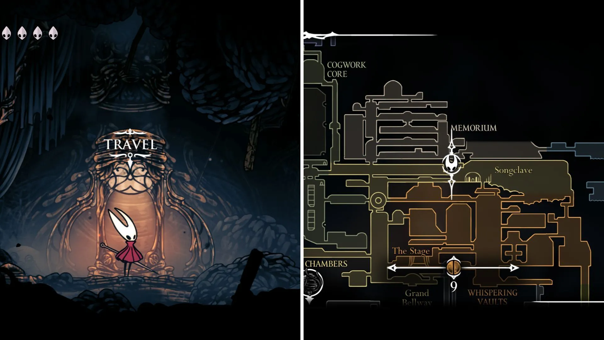 Bản đồ khu vực Songclave, hiển thị vị trí trạm Ventrica First Shrine ở Hollow Knight Silksong