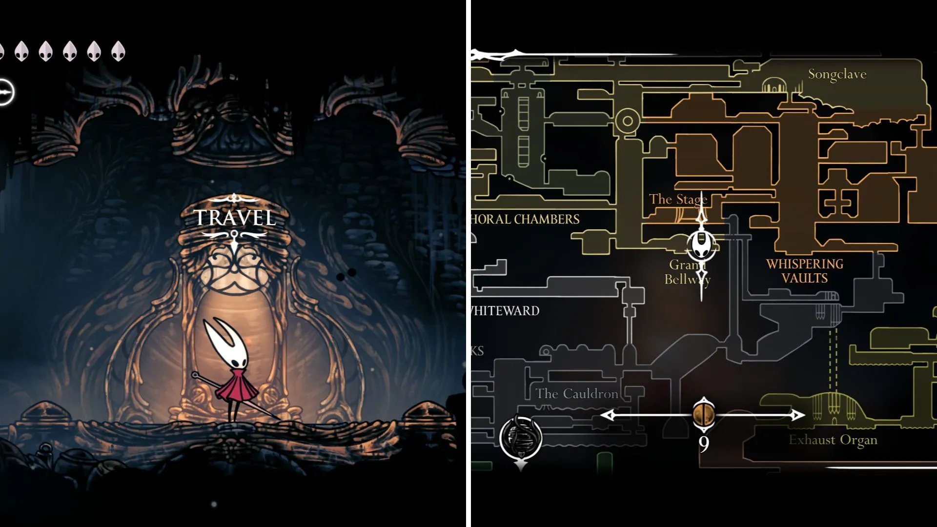 Bản đồ vị trí trạm Ventrica Grand Bellway, điểm nối đa chiều trong Hollow Knight Silksong