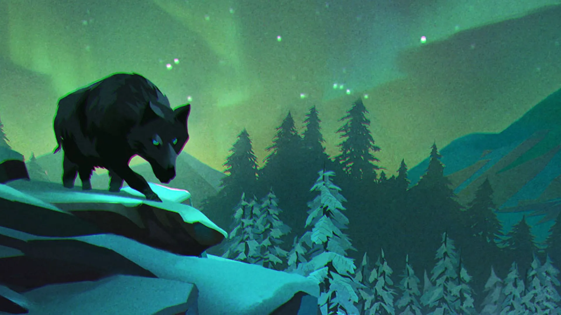 Cảnh một người sống sót đứng trước ánh sáng Bắc Cực quang (Aurora Borealis) rực rỡ nhưng đầy ám ảnh trong The Long Dark