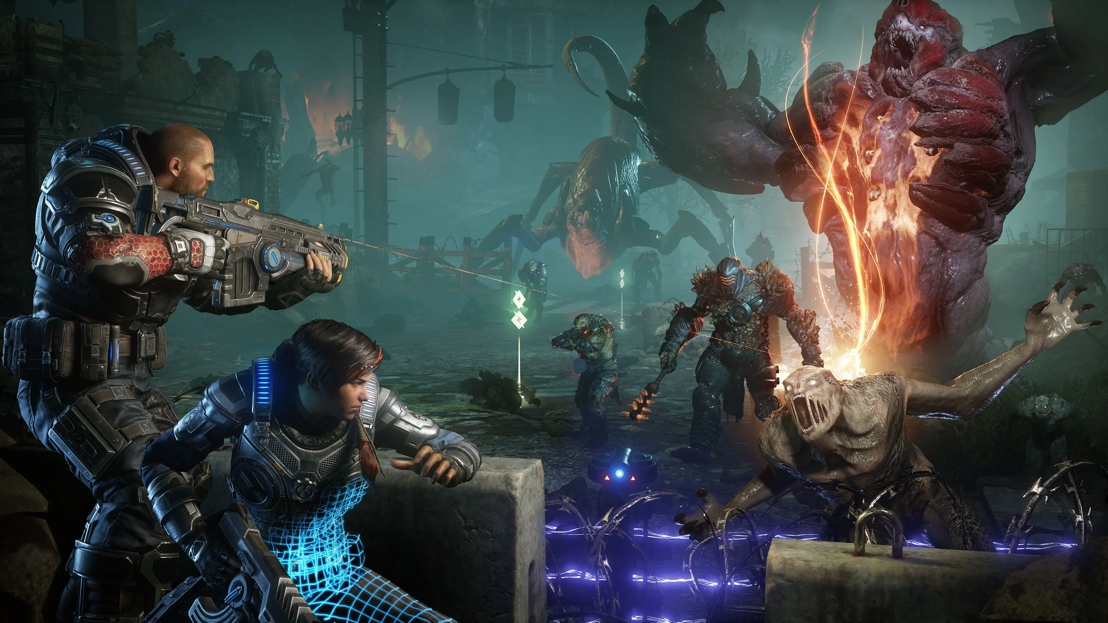 Gears 5 giới thiệu chế độ Horde với những pha hành động chiến đấu kịch tính, thể hiện đồ họa và gameplay tiên tiến của game