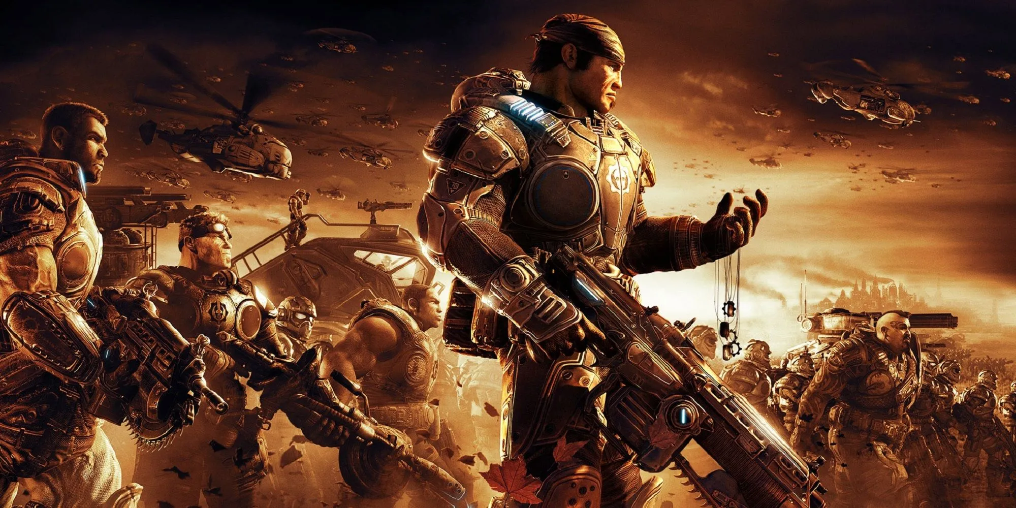 Gears of War 2 khắc họa một cảnh chiến đấu đầy cảm xúc, với Marcus Fenix và đồng đội thể hiện sự kiên cường và tình đồng đội trong một thế giới tàn khốc