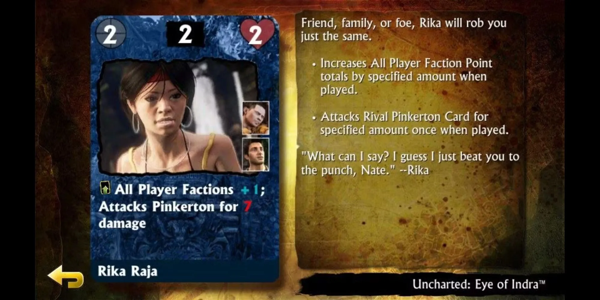Giao diện thẻ bài trong Uncharted: Fight For Fortune, một spin-off chiến thuật số ít người biết đến.