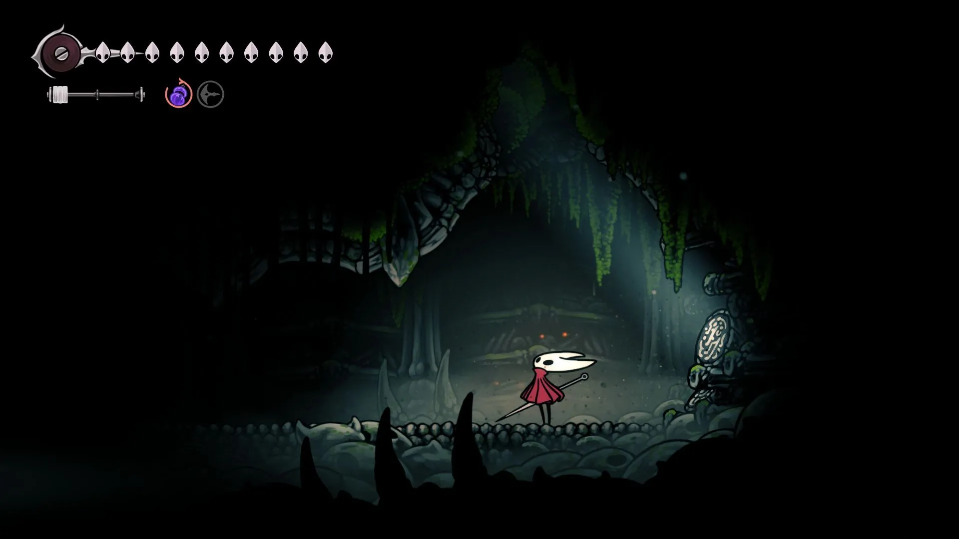 Hornet đang sử dụng Bay Lượn Tơ (Silk Soar) để tiếp cận khu vực ẩn chứa Shaman Crest trong Hollow Knight Silksong