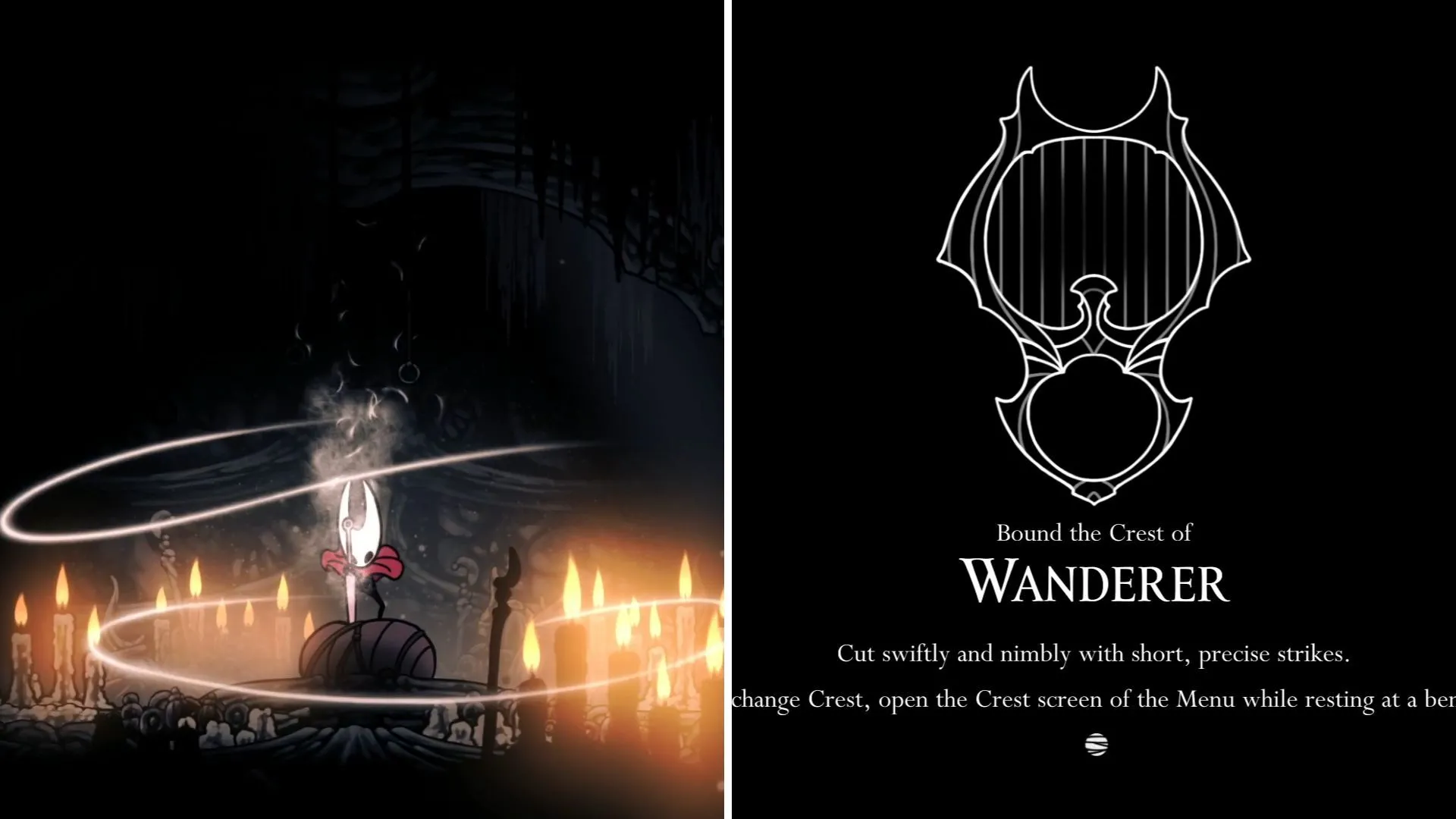 Hornet trang bị Mũ Kẻ Lang Thang (Crest of the Wanderer) trong Hollow Knight Silksong, thể hiện sức mạnh linh hoạt và tốc độ tấn công.