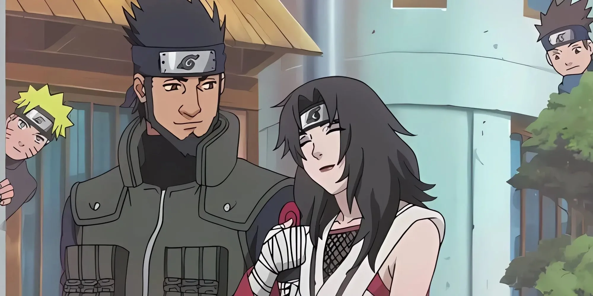 Kurenai Yuhi, chuyên gia Genjutsu, đứng cạnh Asuma, trong một cảnh phim Naruto.