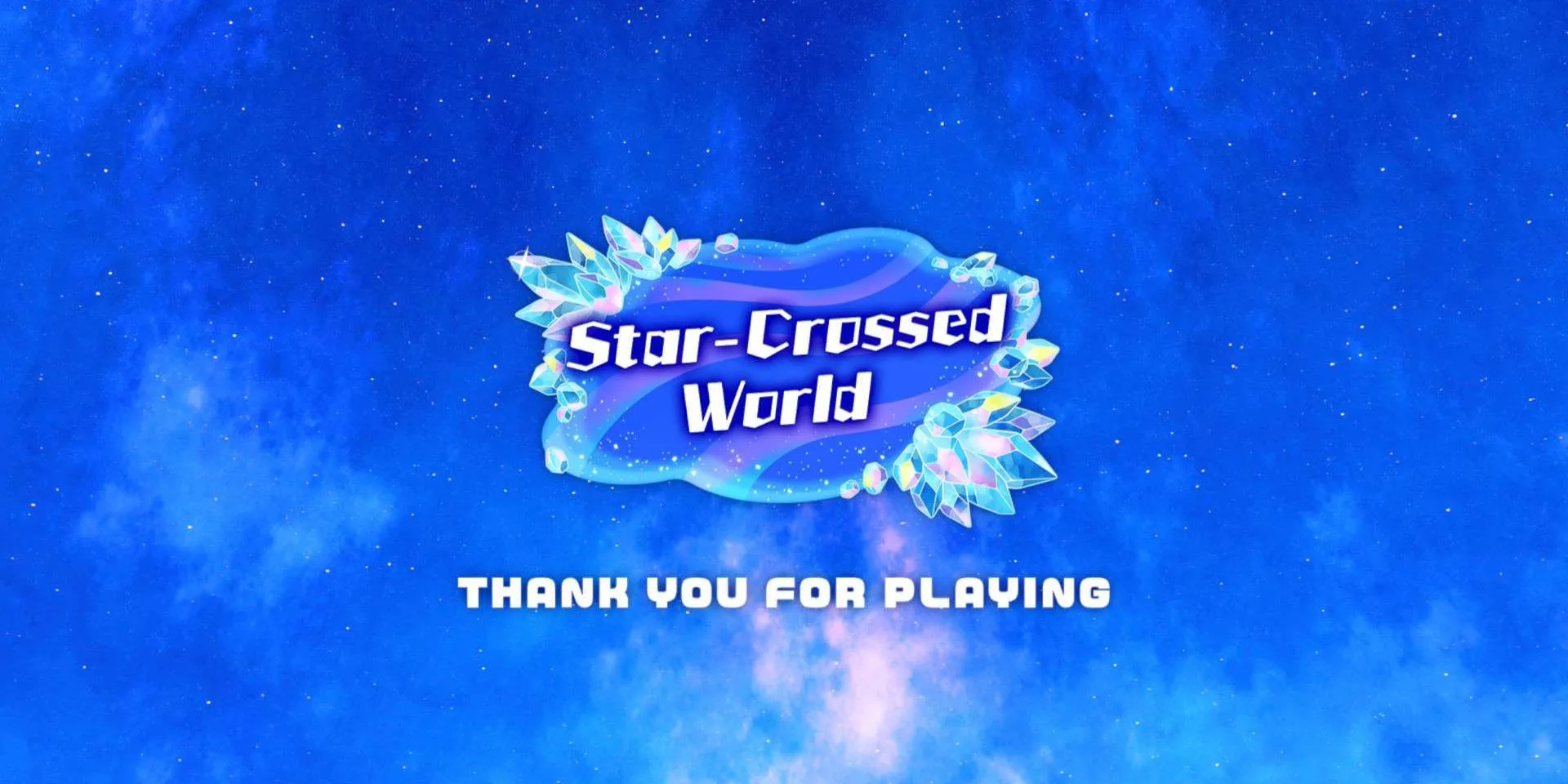Lời cảm ơn &quot;Thanks For Playing&quot; của Kirby và Elfilin trong Kirby: Star-Crossed World, một lời chào kết quen thuộc nhưng đầy ấm áp, khép lại hành trình phiêu lưu.