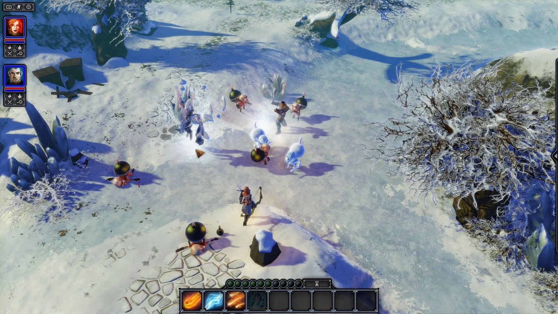 Một cảnh chiến đấu trong Divinity Original Sin 2 với quái vật kỳ dị, thể hiện sự đa dạng và độc đáo của kẻ thù trong game.