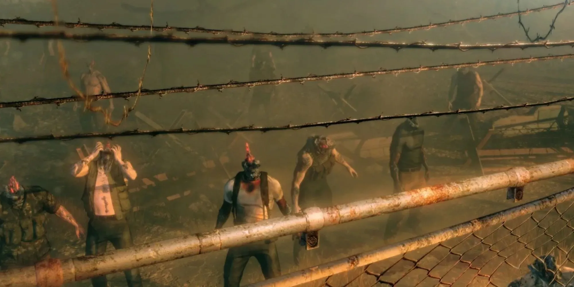 Một đám thây ma tinh thể (zombie) đáng sợ trong Metal Gear Survive, yếu tố sinh tồn chủ đạo của game.