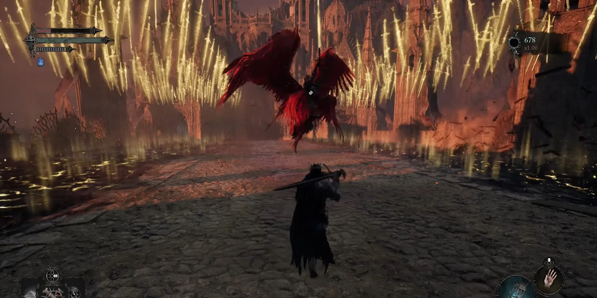 Nhân vật chiến đấu với Peita trong thế giới song song của Lords of the Fallen 2023