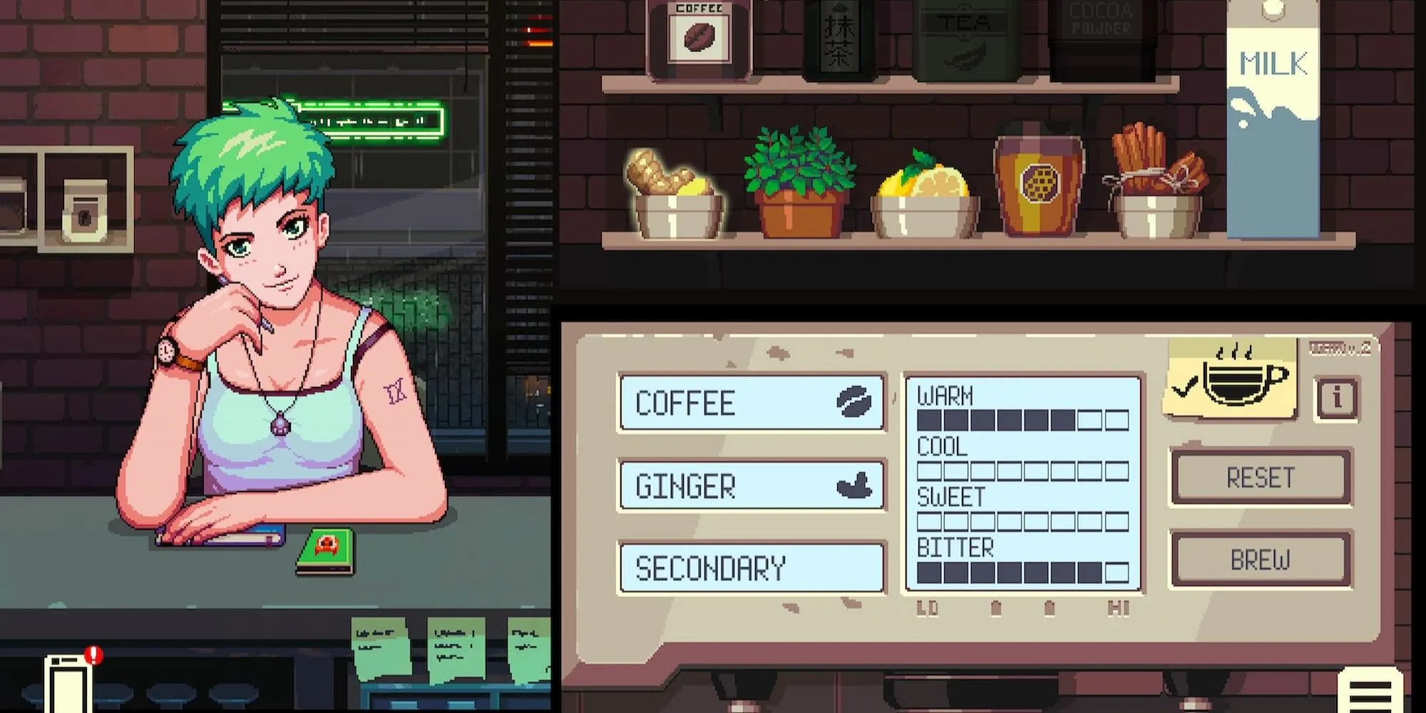 Pha chế cà phê trong tựa game Coffee Talk
