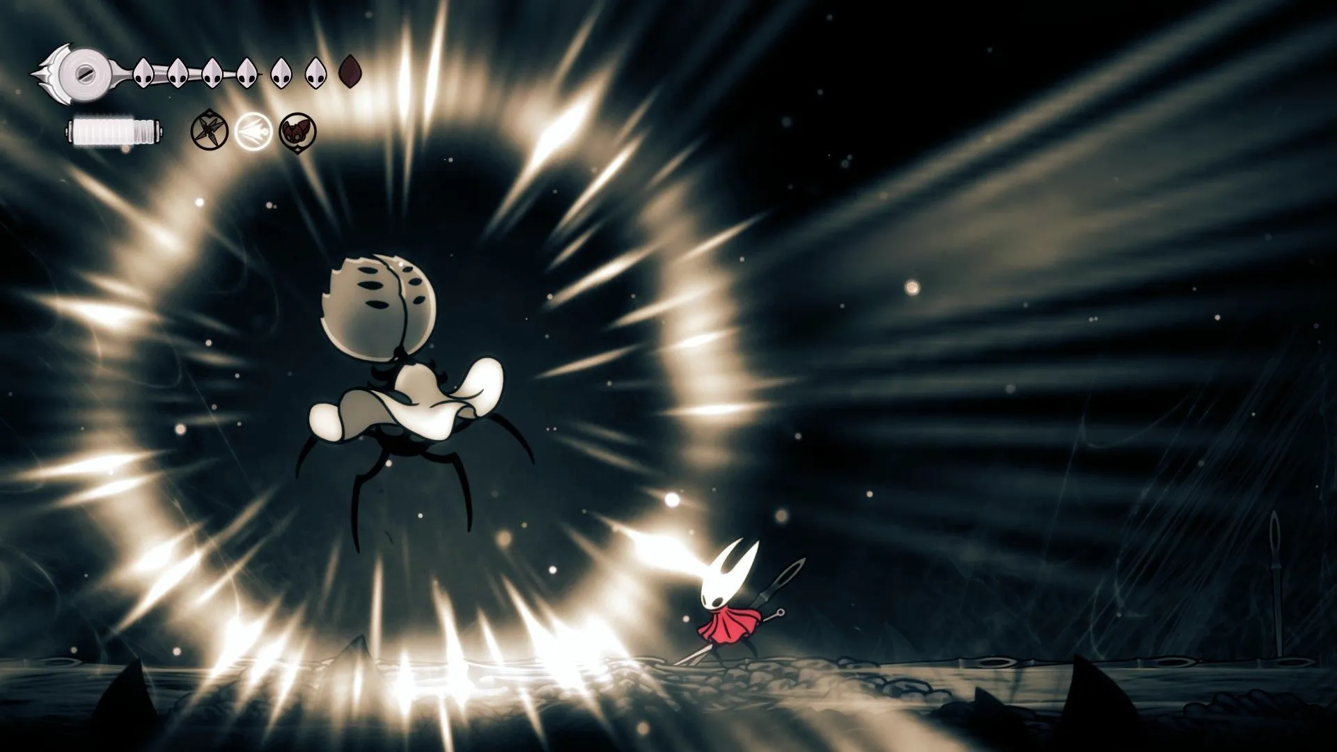 The First Sinner ở giai đoạn hai, một thử thách xứng tầm Pantheon trong Hollow Knight Silksong, với những đòn tấn công đậm chất Hallownest.