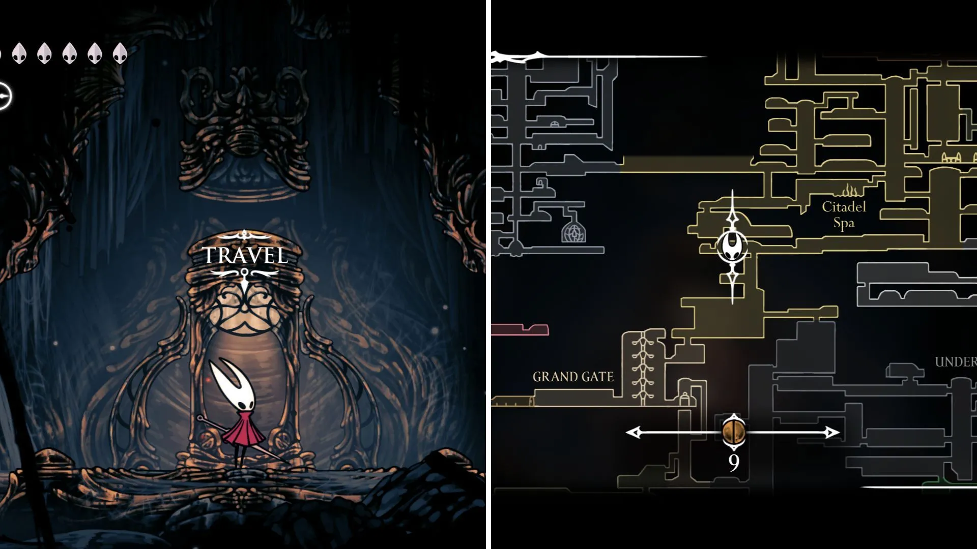 Vị trí trạm Ventrica Choral Chambers, cửa ngõ Grand Gate trong Hollow Knight Silksong